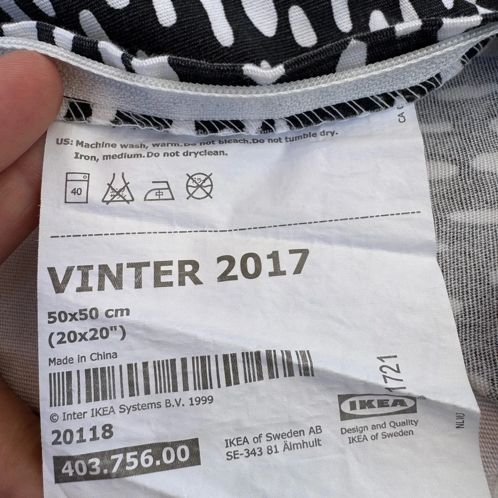 IKEA VINTER 2017 Pillow Covers 20x20 Blue White Mountain Abstract Scandi Set 2